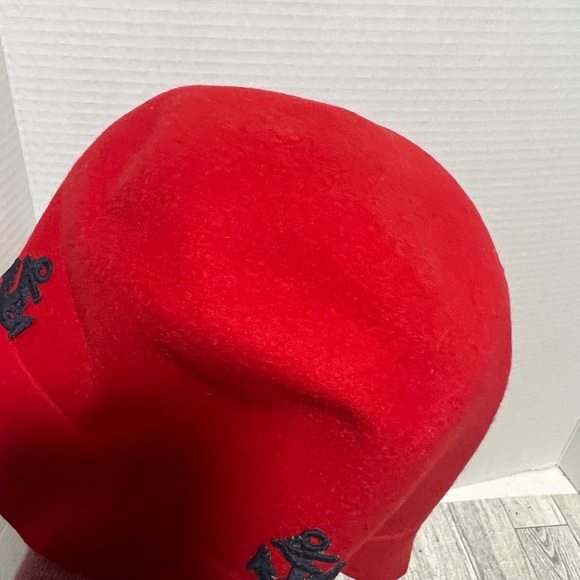 Glamour felt vintage felt hat red with anchors, union made woman’s - Picture 5 of 9